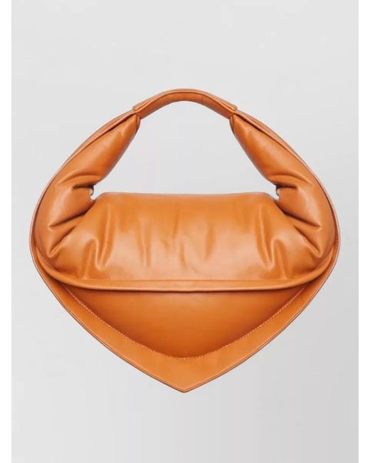 FEDERICO CINA Orange Calf Leather Shoulder Bag Detachable Strap