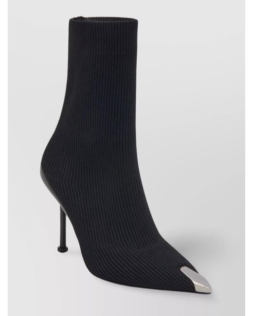 McQueen Black Stretch Knit Ankle Boots