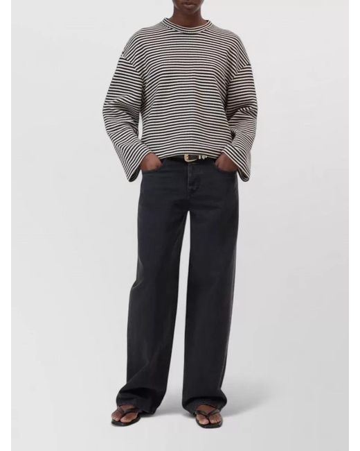 Closed Multicolor Striped Cotton Crew Neck Long Sleeve Top