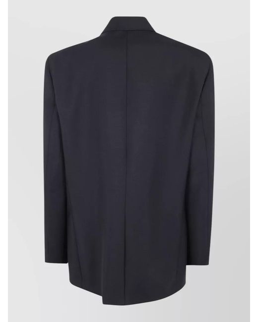Rohe Blue Tailored Blazer Contrast Stitching Notched Lapel