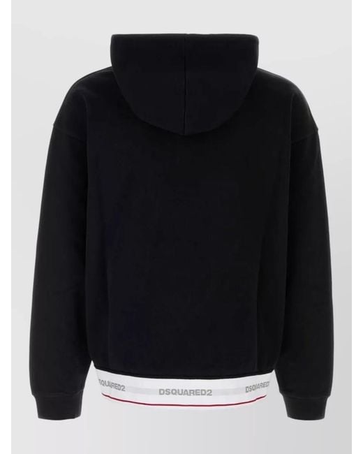DSquared² Black Oversize Cotton Hoodie Long Sleeves for men
