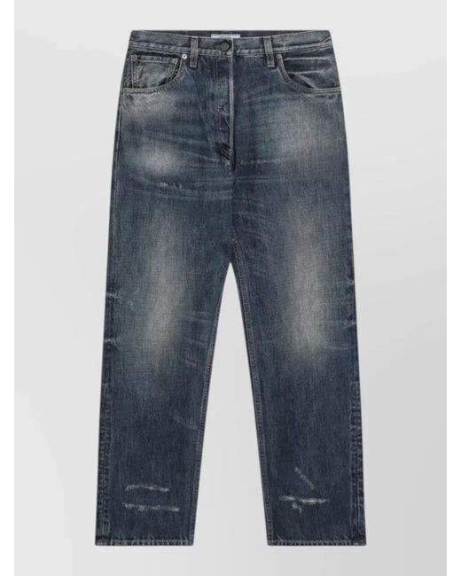 Prada Blue Denim Pants Belt Loops Five Pocket Design