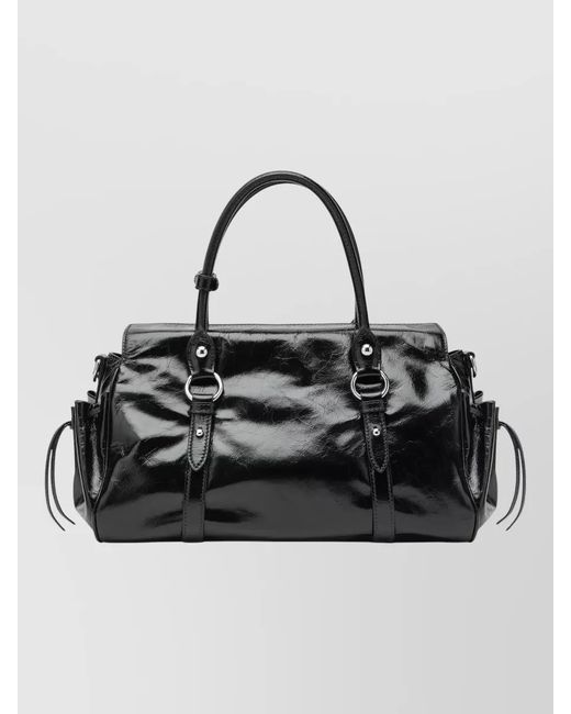 Miu Miu Black Adjustable Strap Top Handles Shoulder Tote Bag