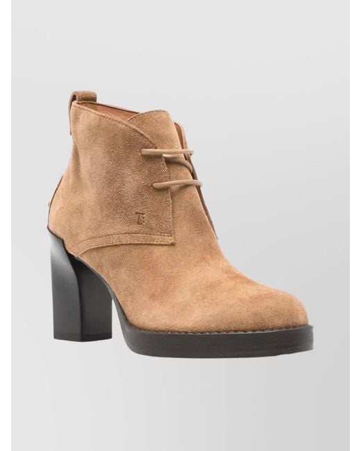 Tod's White Suede Lace-Up Ankle Boots