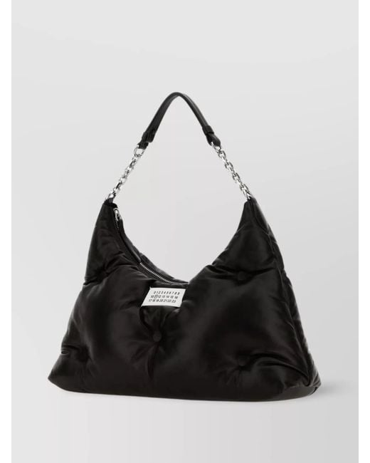 Maison Margiela Black Quilted Leather Medium Glam Slam Hobo Shoulder Bag
