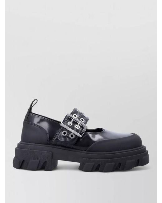 Ganni Black Cleated Sole Ballerina Style Loafer