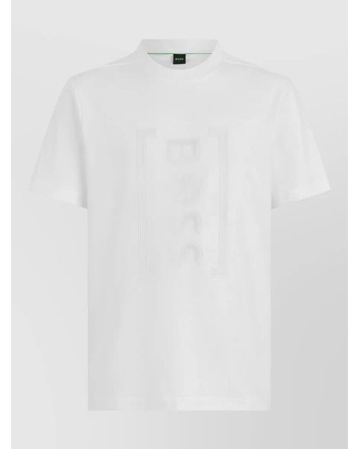 Boss White Cotton Crew Neck Short Sleeve Polo Shirt for men