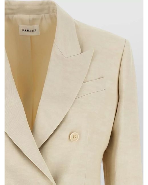 P.A.R.O.S.H. Natural Linen Blend Double-Breasted Blazer