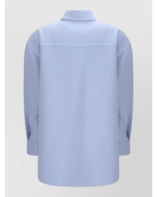 Fabiana Filippi Blue Wool Oversized Shirt Jacket