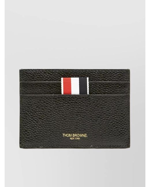 Thom Browne Black Pebble Grain Leather Card Holder for men