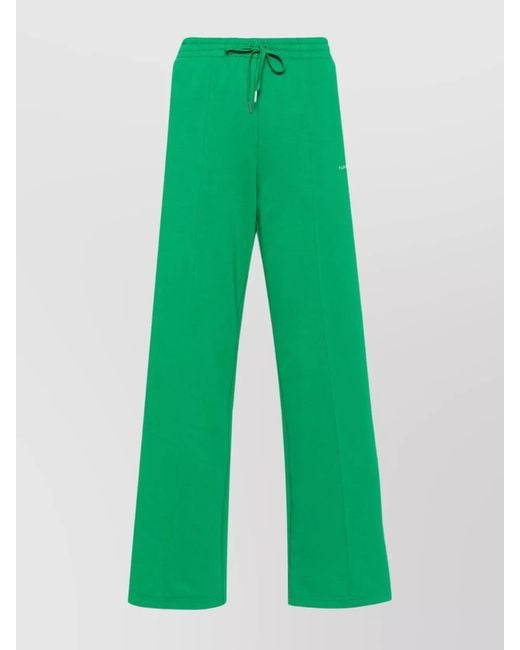 P.A.R.O.S.H. Green Logo-Embroidered Straight Trousers With Side Stripe Detailing