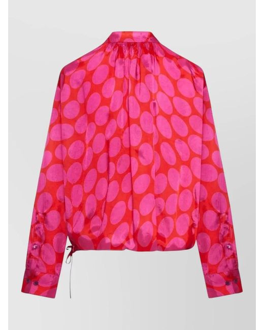 Dries Van Noten Pink Wrap Shirt Long Sleeves Satin Finish