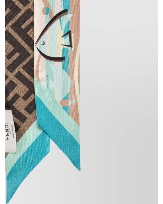 Fendi White Silk Double-Sided Printed Bandeau