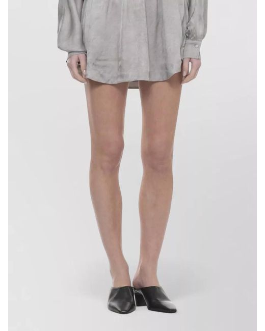 ANDAMANE Gray Knee Length Viscose Dress Draped Design