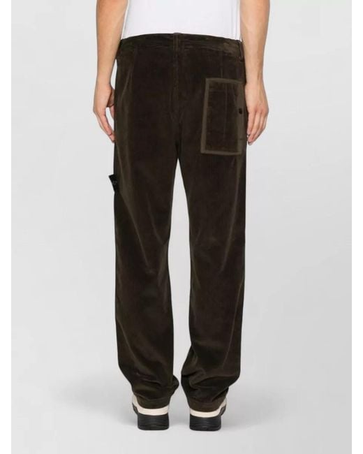 Stone Island Black Corduroy Straight-Leg Trousers for men