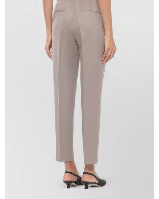 Peserico Gray Linen Pants Straight Cut Pleated Front Detailing