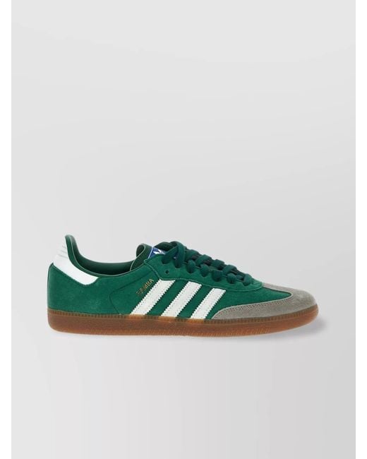 Adidas Originals Green Suede Leather Low-Top Sneakers for men