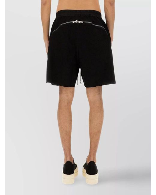 Rick Owens Black Cotton Drop-Crotch Shorts for men