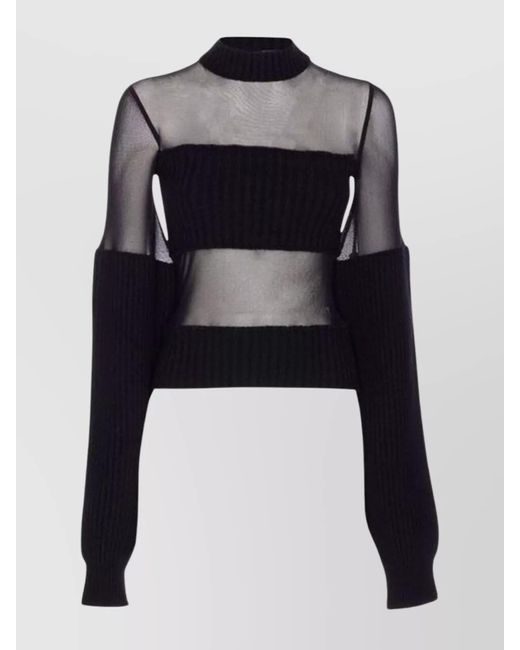 Jean Paul Gaultier Black Lambswool Ribbed Mesh Cut Out Sweater