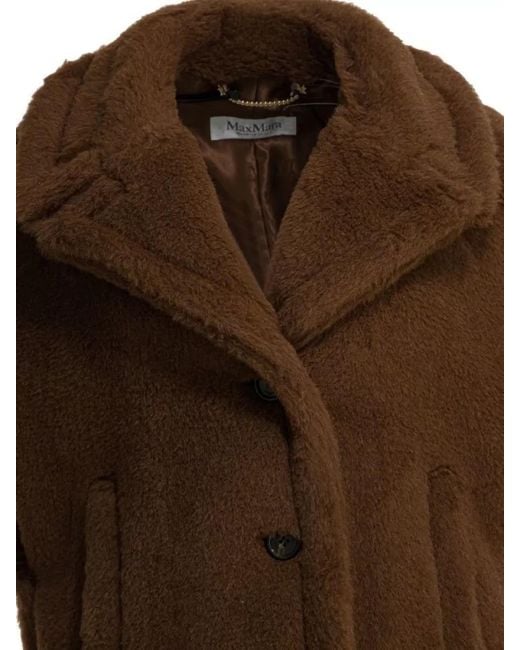Max Mara Brown Jacket Short Sleeves Notched Lapels Pockets