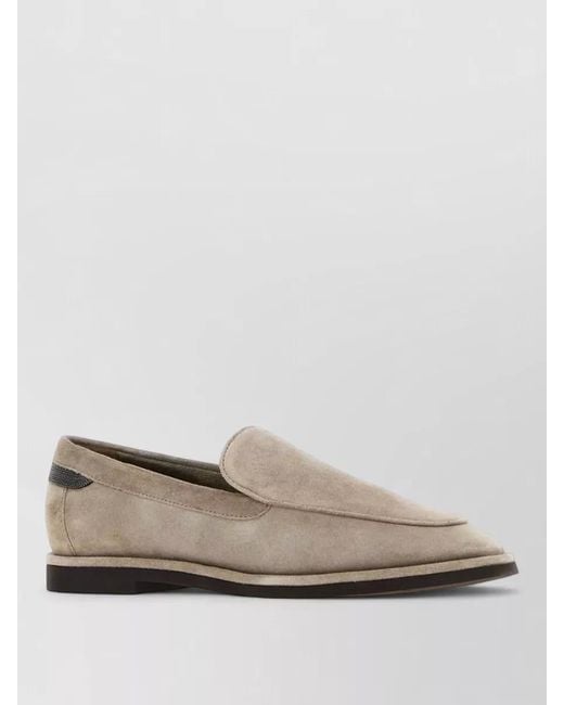 Brunello Cucinelli Multicolor Suede Loafers Contrast Trim Pointed Toe