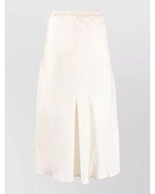 Gold Hawk White High Waisted Velvet Skirt Flared Hem