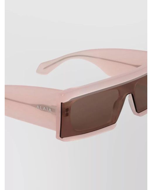 Alaïa Brown Rectangular Mask Sunglasses High Coverage Design