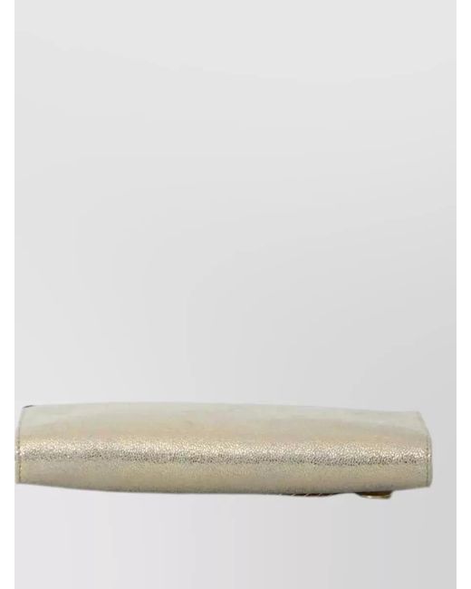 Stella McCartney White Falabella Chain Clutch Bag Metallic Finish