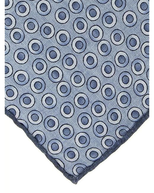 Brunello Cucinelli Blue Geometric Silk Pocket Square Clutch for men