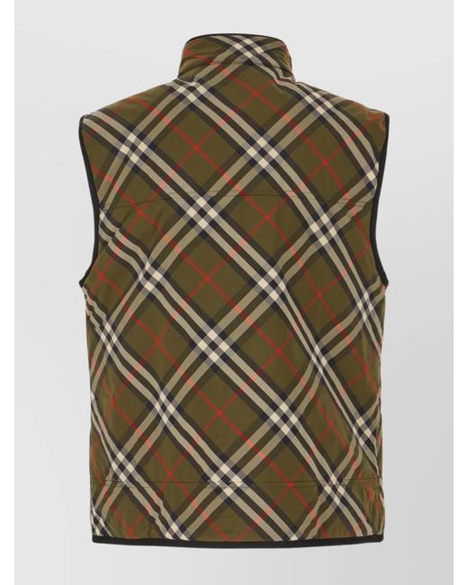 Burberry Green Quilted Sleeveless Check Gilet for men
