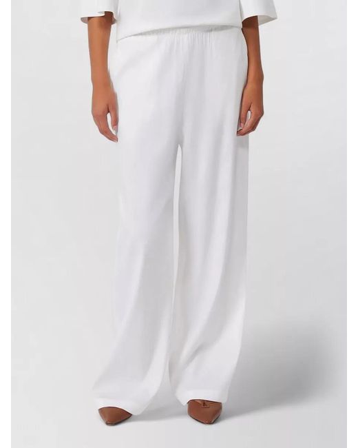 Max Mara White Full Length Wide Leg Tailored Trousers