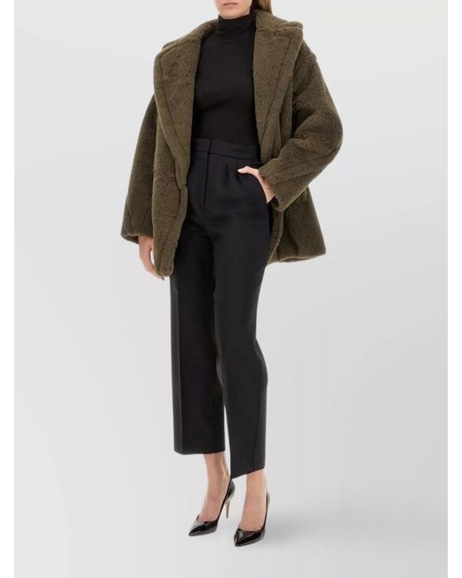 Max Mara Black Wool Cropped Trousers