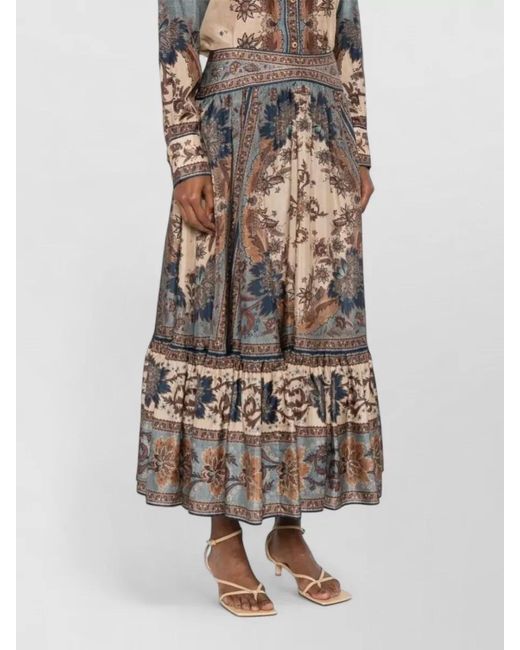 Zimmermann Multicolor Ascension Floral Tiered Maxi Waist Skirt