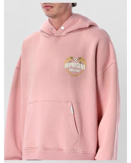 Represent Pink Angel Spray Fade Hooded Knit Sweatshirt for men