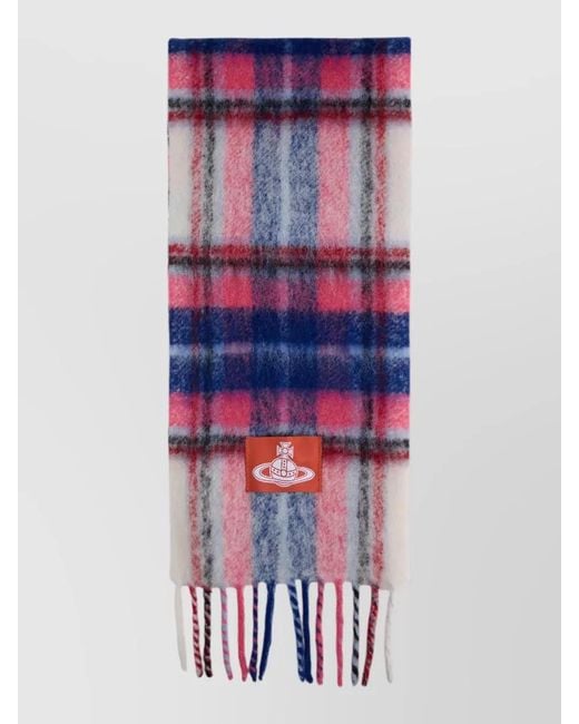 Vivienne Westwood White Alpaca Check Scarf