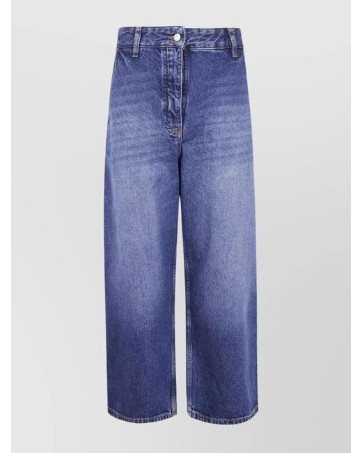 Studio Nicholson Blue Denim Cropped Wide-Leg Trousers