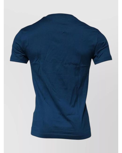 Dolce & Gabbana Blue Cotton Embroidered Short-Sleeve Crew-Neck T-Shirt for men