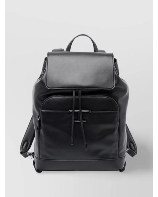 Tod's Black Leather Medium Backpack Adaptable Straps for men