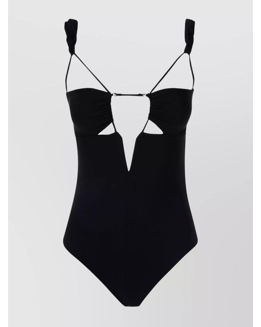 Nensi Dojaka Black Gathered One-Piece Swimsuit