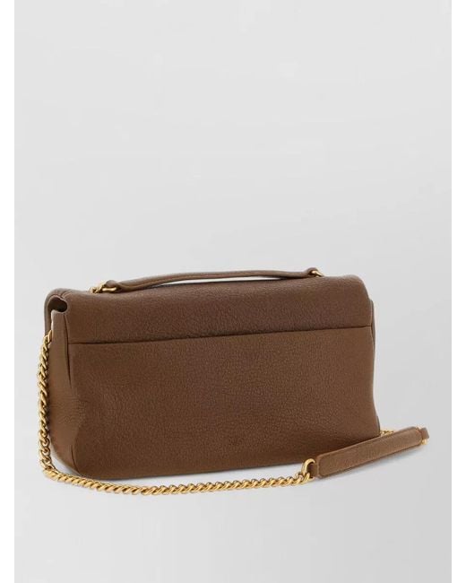 Pinko Brown Love Birds Chain Strap Leather Crossbody Bag