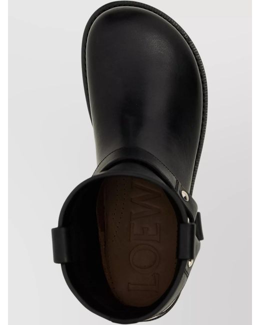 Loewe Black Leather Biker Ankle Boots