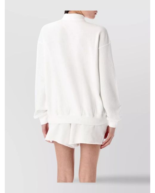 Polo Ralph Lauren White Ribbed Relaxed-Fit Long-Sleeve Polo Top