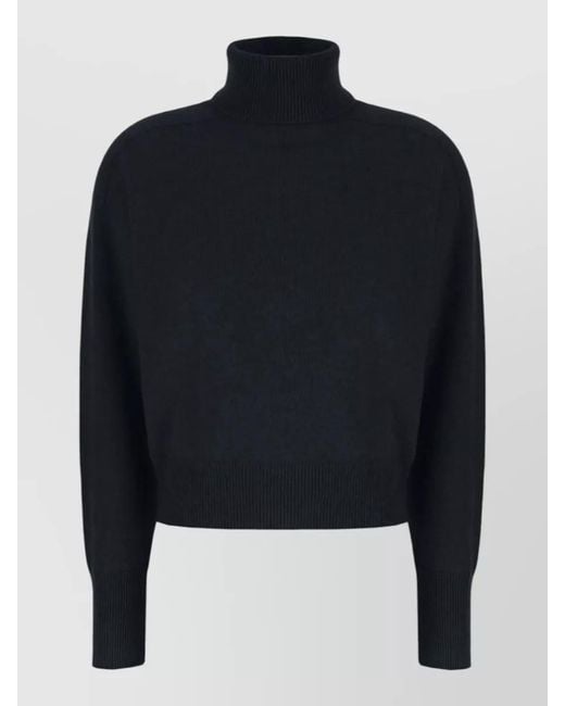 Vanisé Blue Cashmere Sweater High Neck Cropped Silhouette