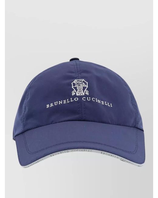 Brunello Cucinelli Blue Logo Baseball Cap Curved Brim for men