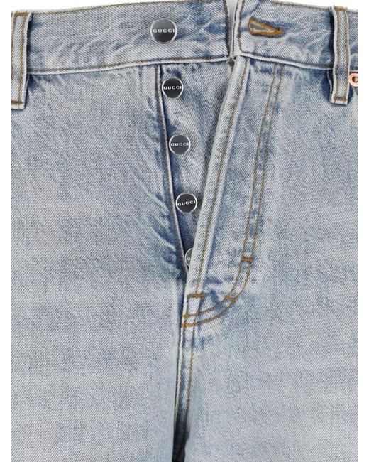 Gucci Blue Loose Straight-Leg Trousers for men