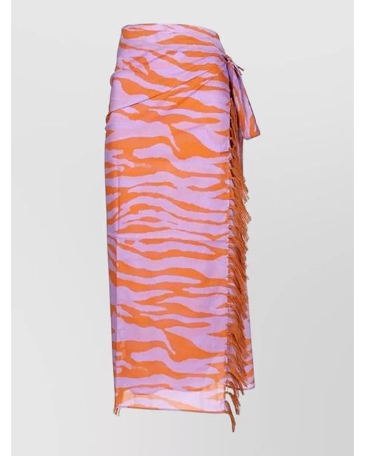 The Attico Red Animal Print Pareo Skirt High Waist Maxi