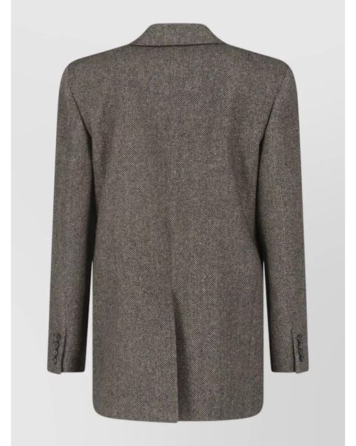 Saint Laurent Gray Double Breasted Blazer Tailored Fit Notched Lapel