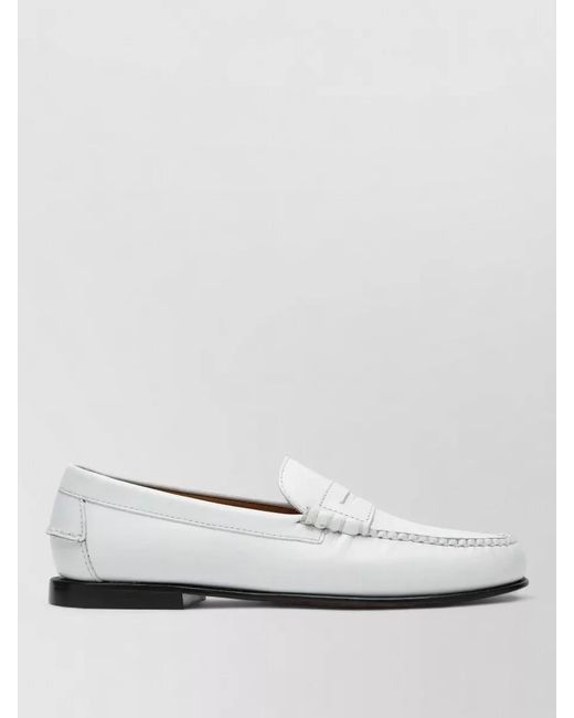 Sebago White Round Toe Loafers Stitch Detailing Design