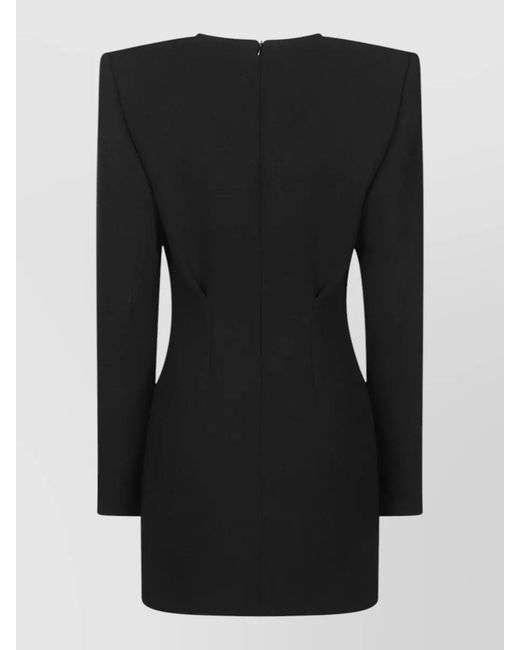 Wardrobe NYC Black Rhw V Neck Long Sleeve Mini Dress