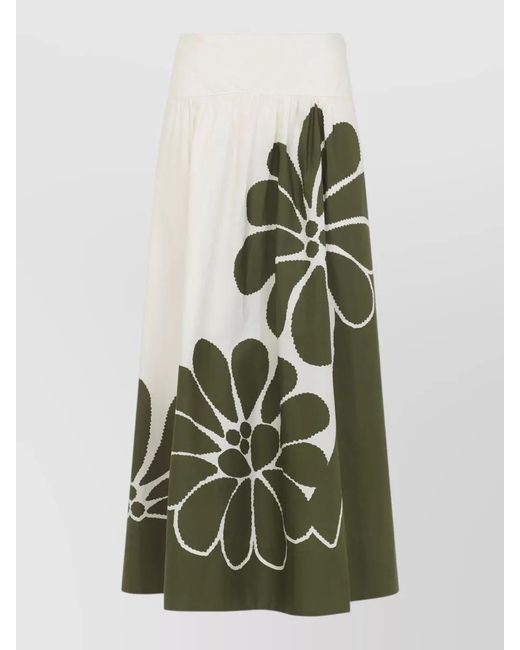 Farm Rio Green Bio Palermo Floral High Waist Midi Skirt